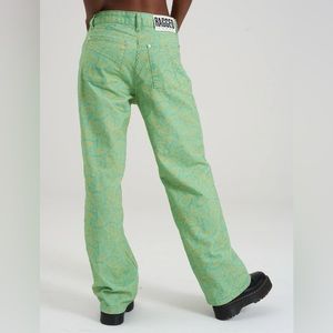 The Ragged Priest Green Patterned Straight Leg Jeans